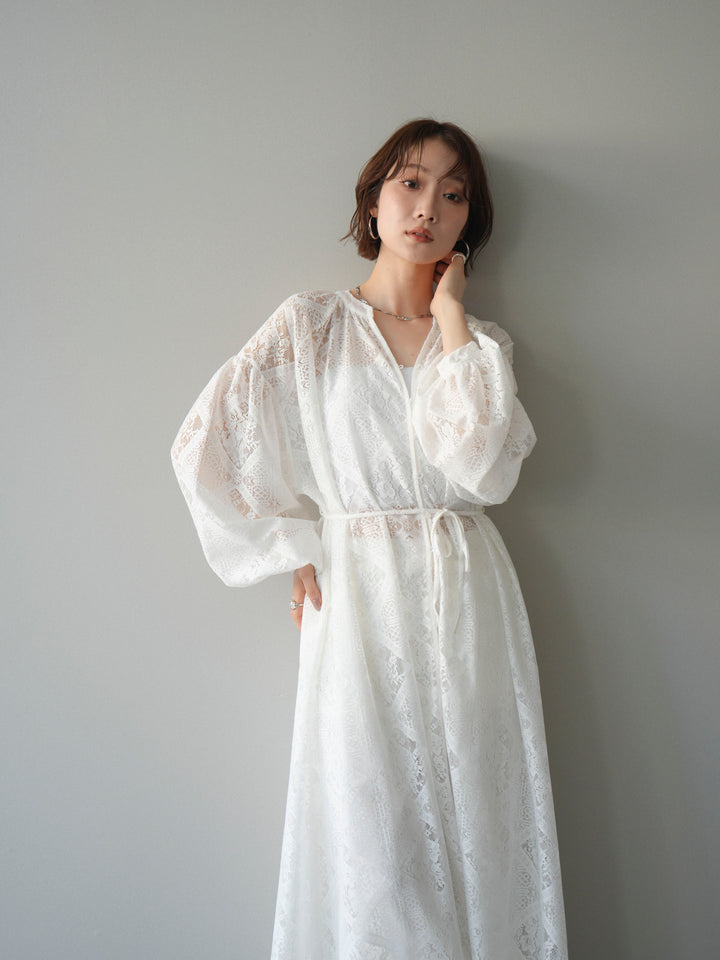 [SET]シアーレースロングガウン+シアーレースイージーパンツ(2set)