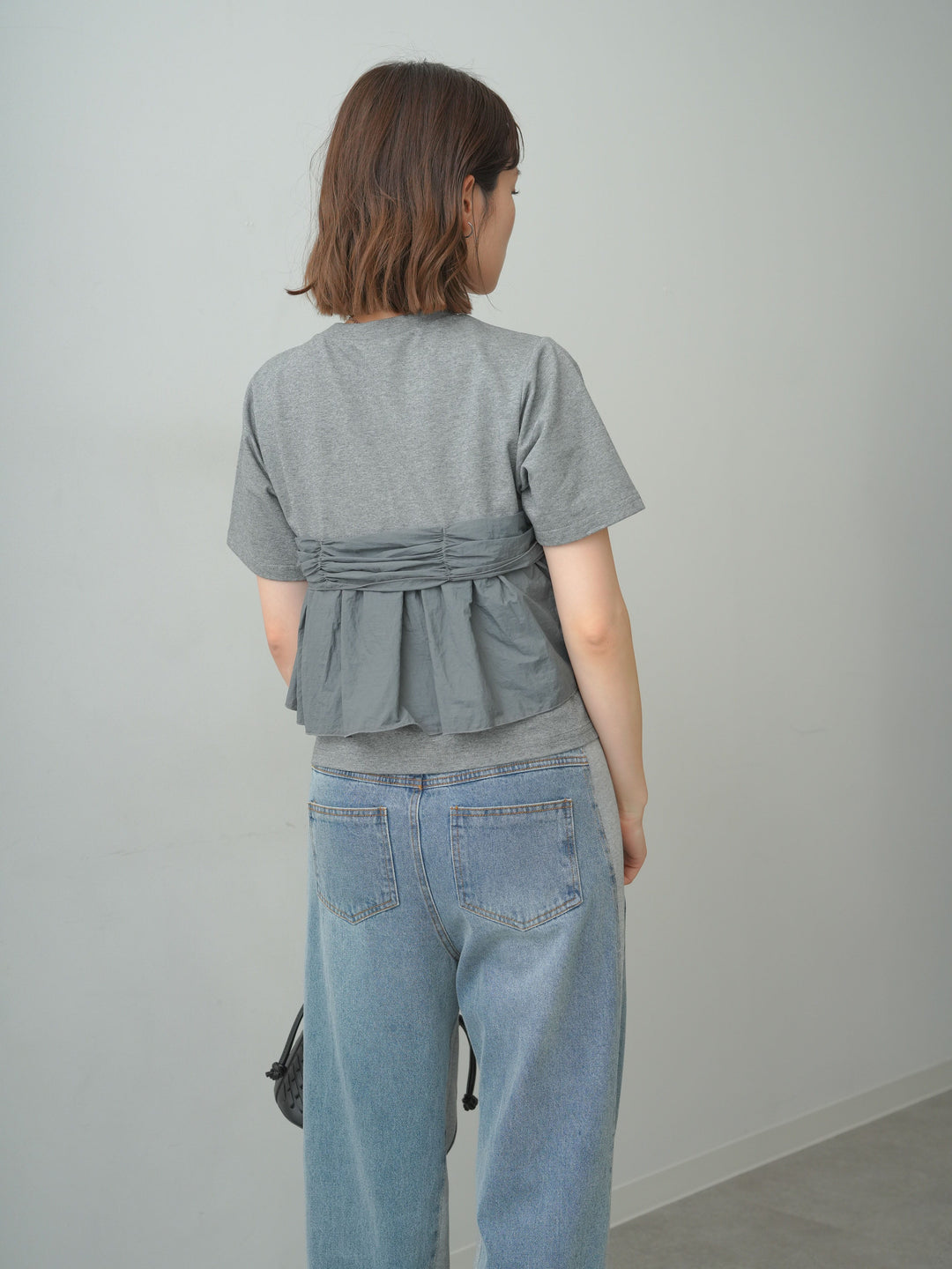 [SET]ナイロンドッキングツイストTEE +デニム切替スウェットパンツ(2set)