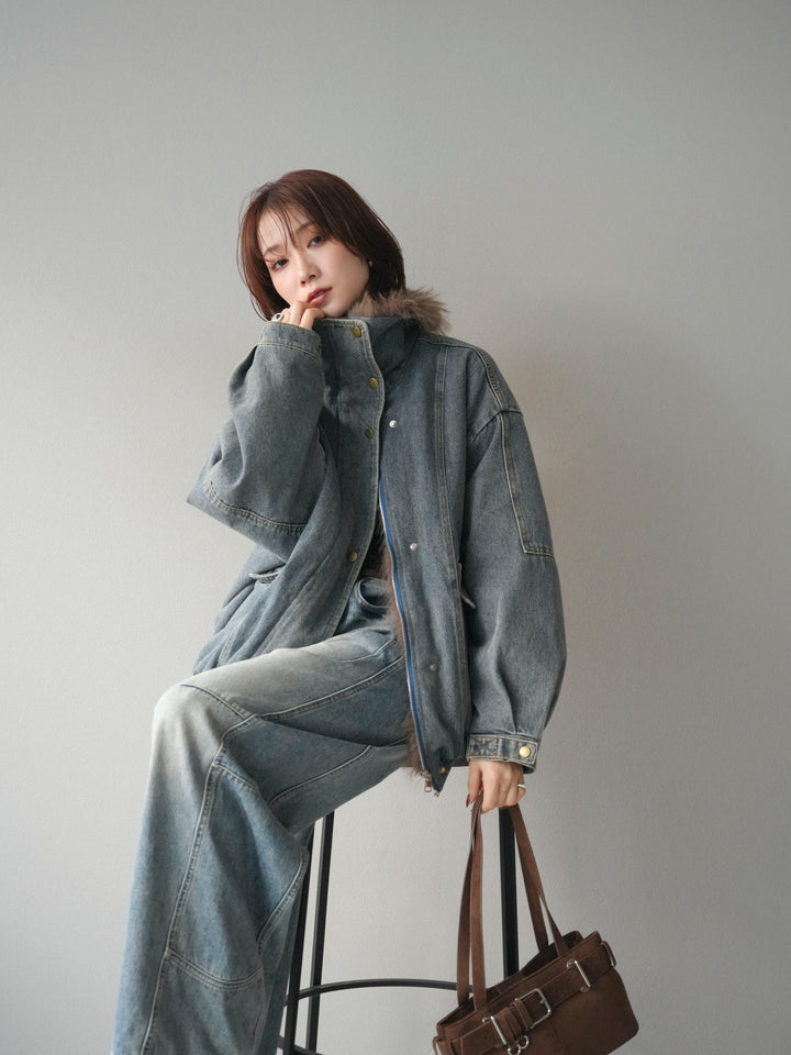 [SET]デニムxファーブルゾン+選べるアクセセット(2set)