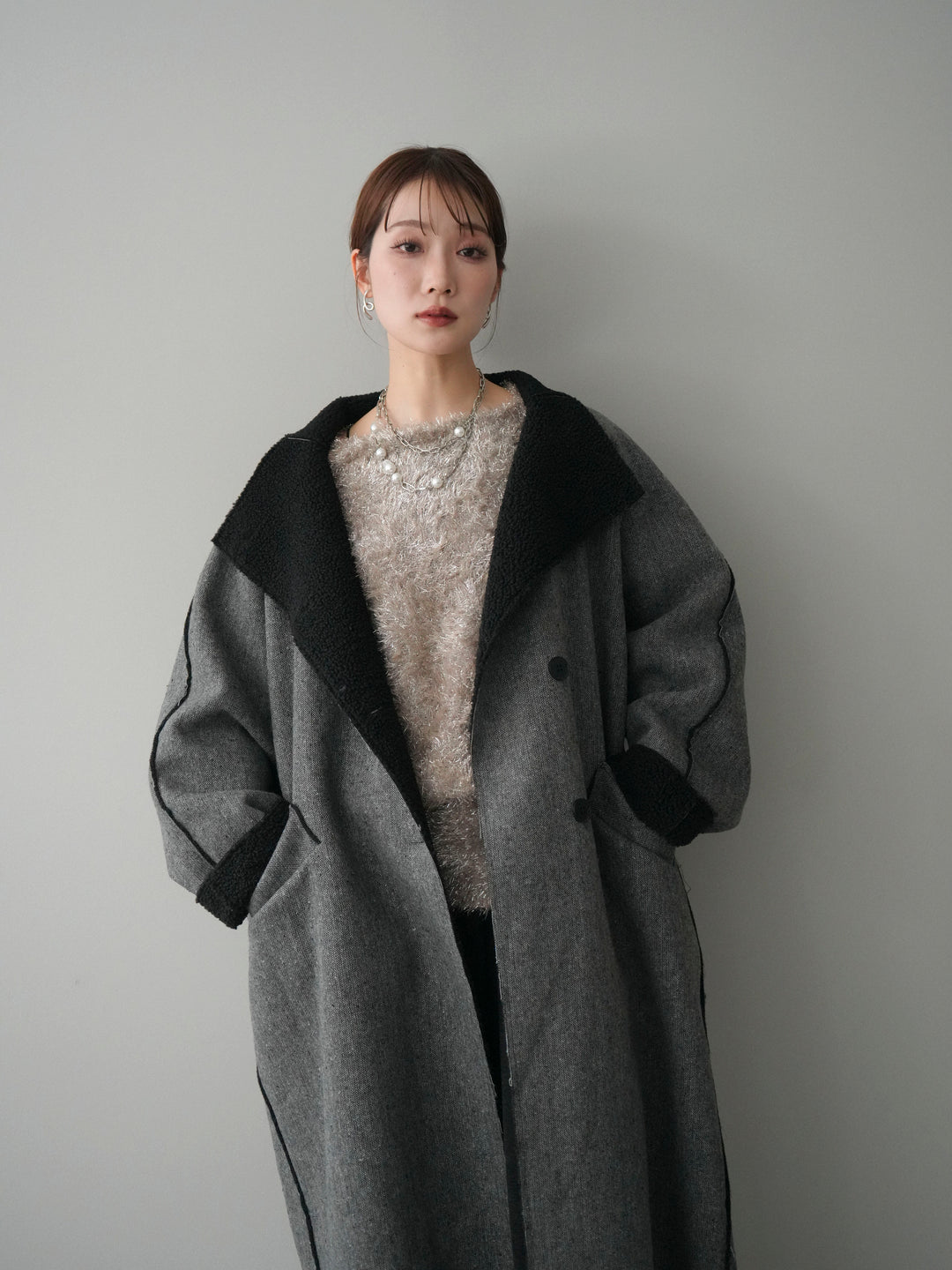 [予約]アウトシーム裏ボアコート/gray