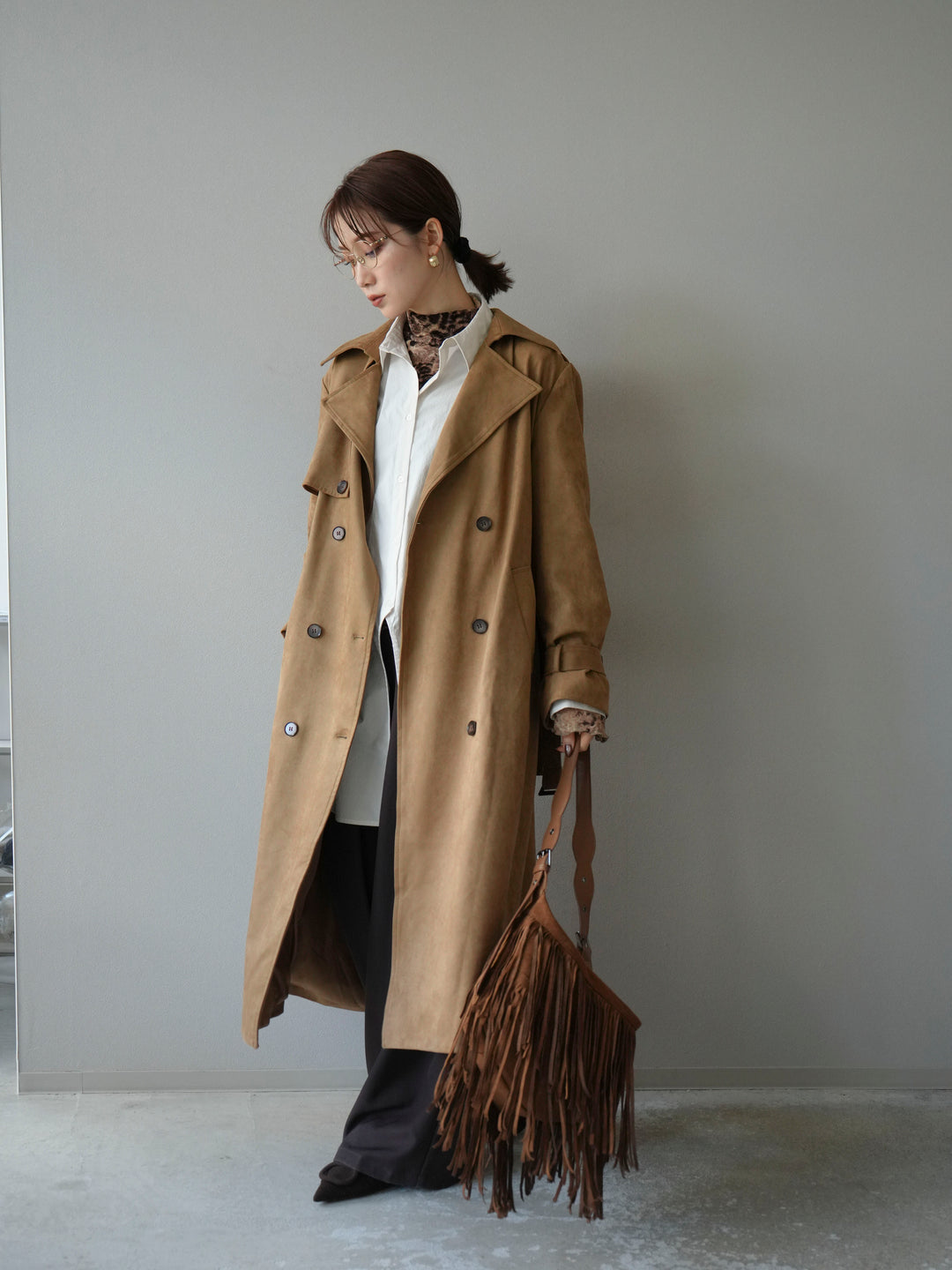 [予約]スエードトレンチコート/キャメル