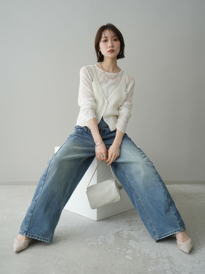 [予約]ビスチェアンサンブルシアーニット/white