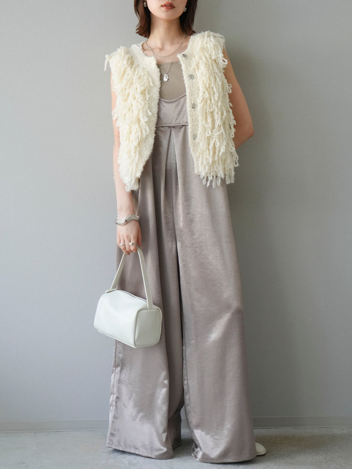 [予約]サテンビスチェオールインワン/グレージュ