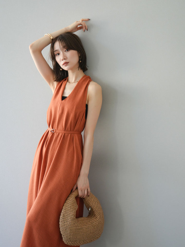 【預購】環形設計不均勻染色洋裝/橘色