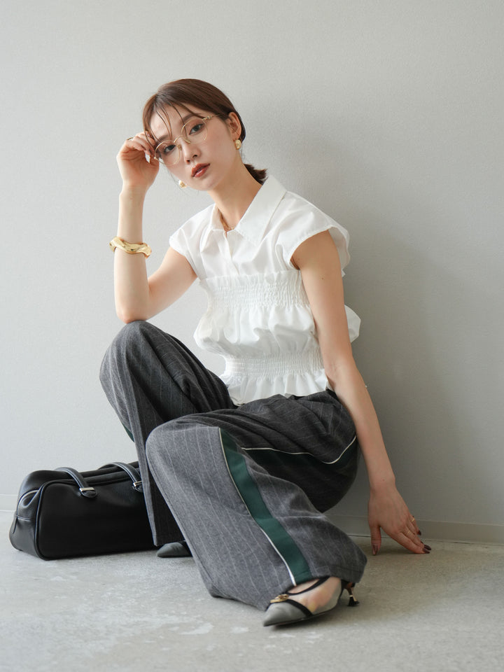 [予約]ブロードシャーリングビスチェ＆ノースリブラウスSET /オフ