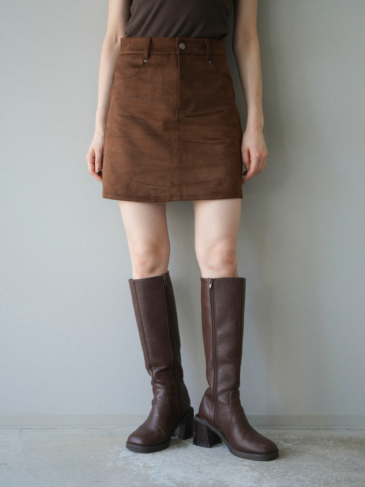 [予約]スエードペチパンツ付ミニスカート/ブラウン