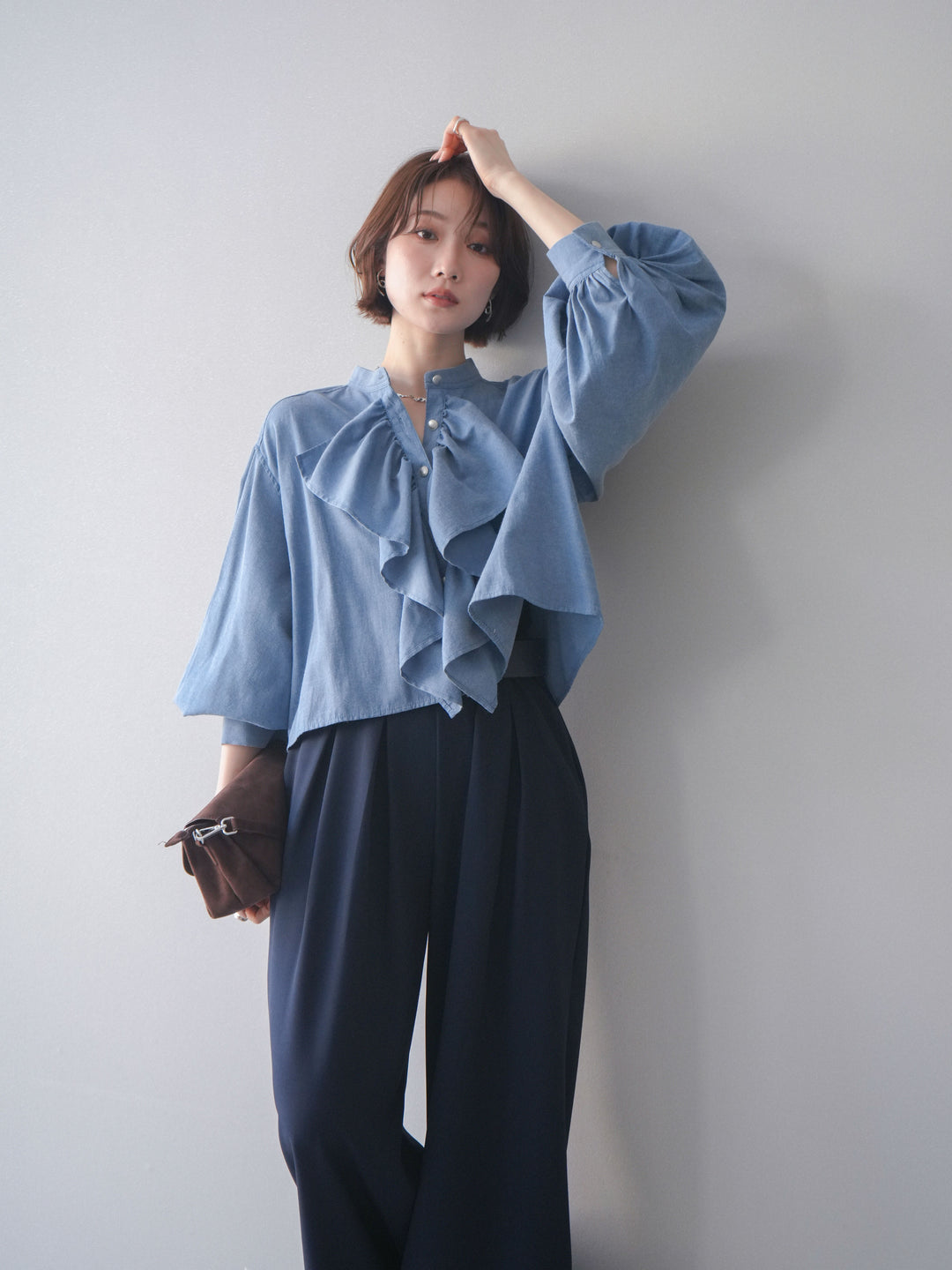 [SET]ラッフルフレアショートブラウス+ラッフルフレアショートブラウス(2set)