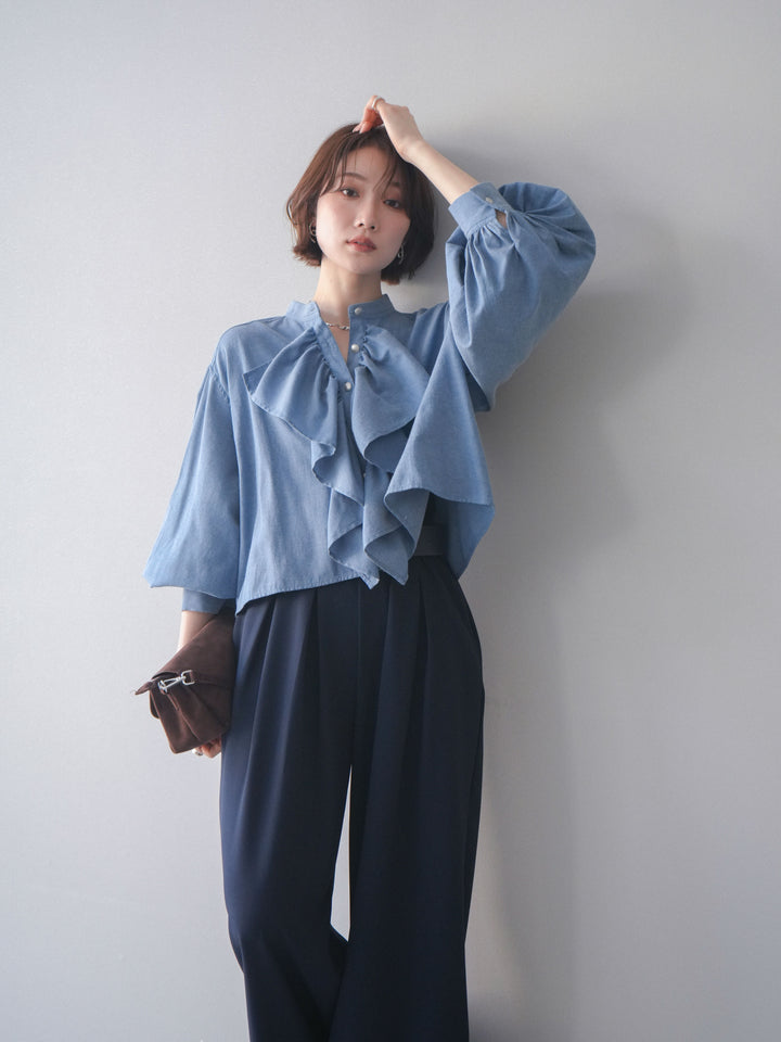 [SET]ラッフルフレアショートブラウス+ラッフルフレアショートブラウス(2set)