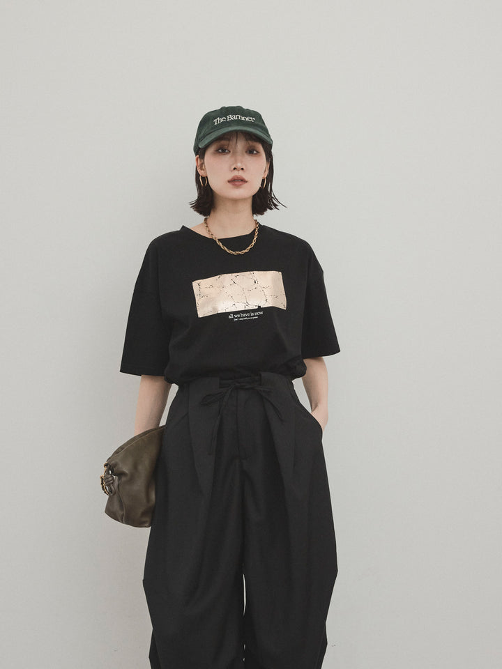 [予約]箔プリントドライタッチコットンTEE /ブラック