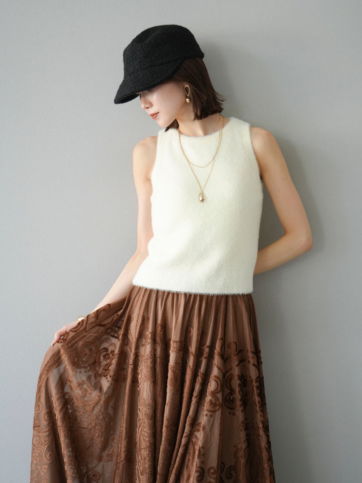 [予約]シャギーニットタンクトップ/アイボリー