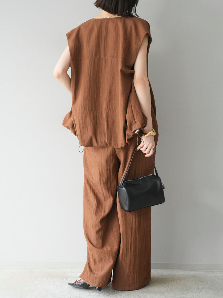 [SET]リネンライクビスチェデザインサロペット+リネンライクドロストバルーンブルゾン(2set)