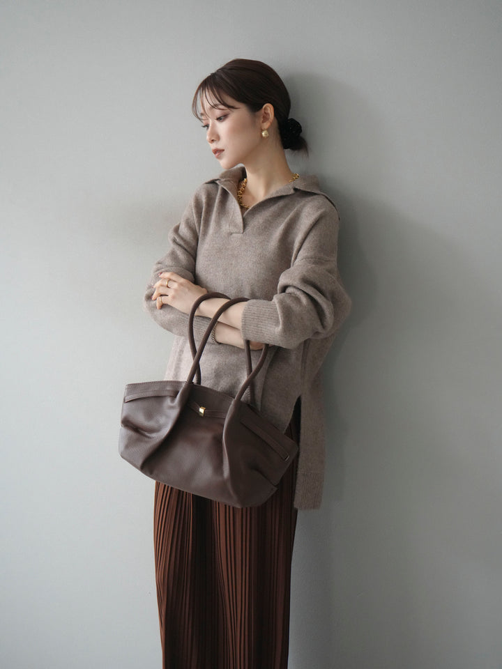 [予約]スキッパーオーバーニットプルオーバー/greige