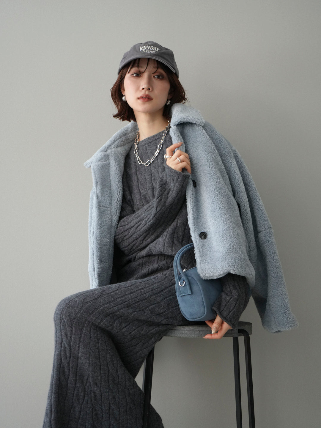 [予約]エコファーステンカラージャケット/blue