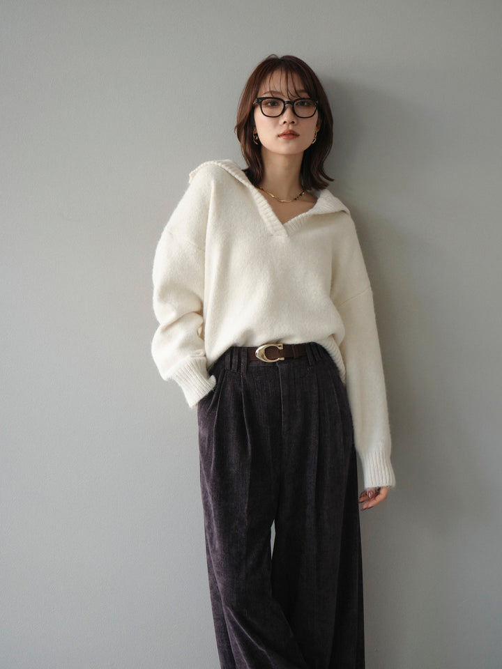 [予約]スキッパーニットプルオーバー/offwhite