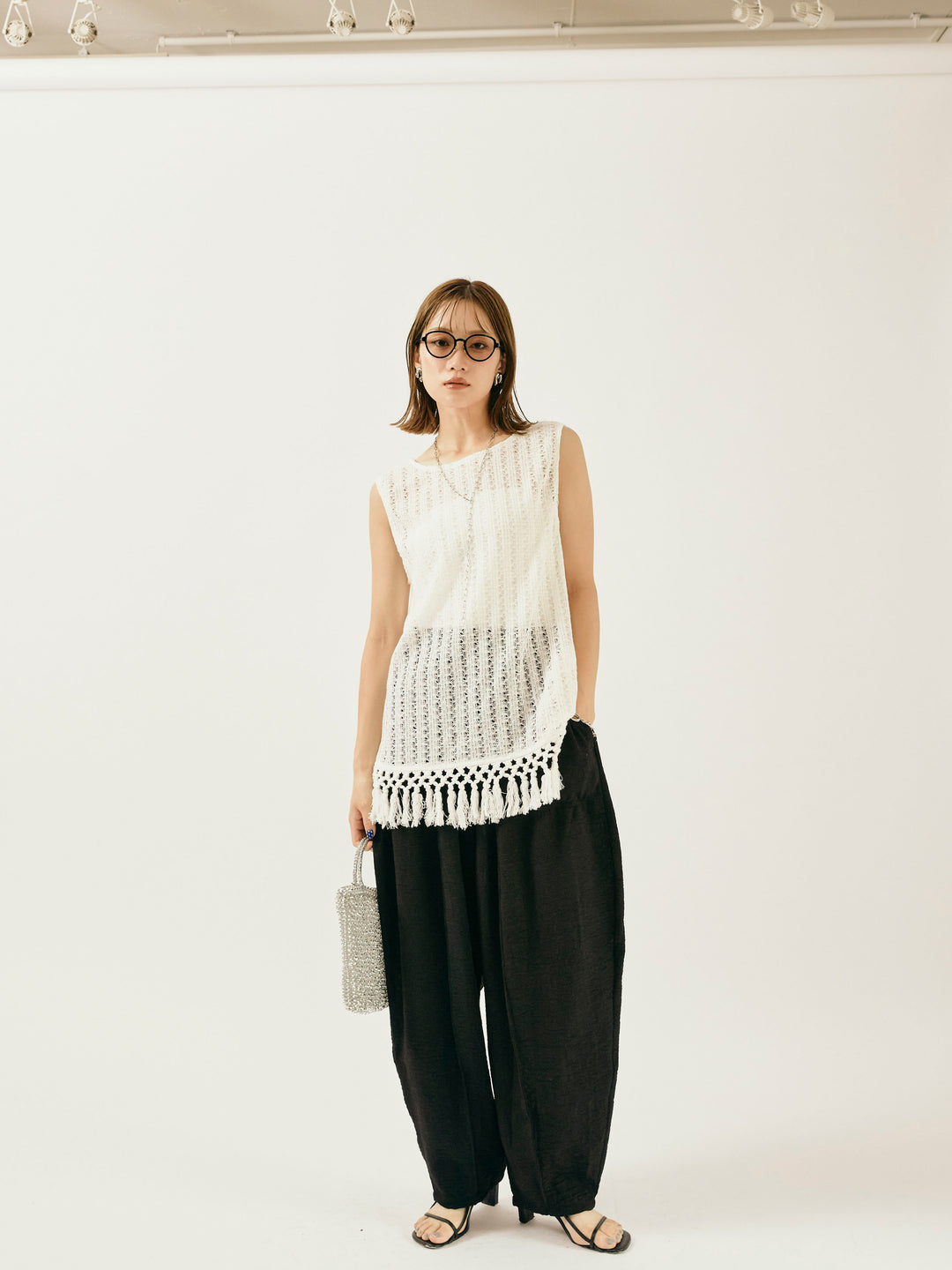 [予約]リネンライクベイカーバルーンパンツ/ブラック