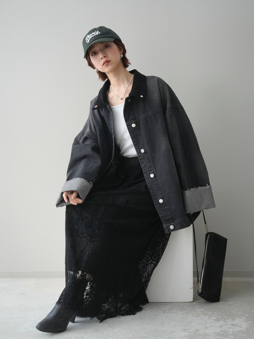 [予約]コーデュロイ×デニムミドルジャケット/gray