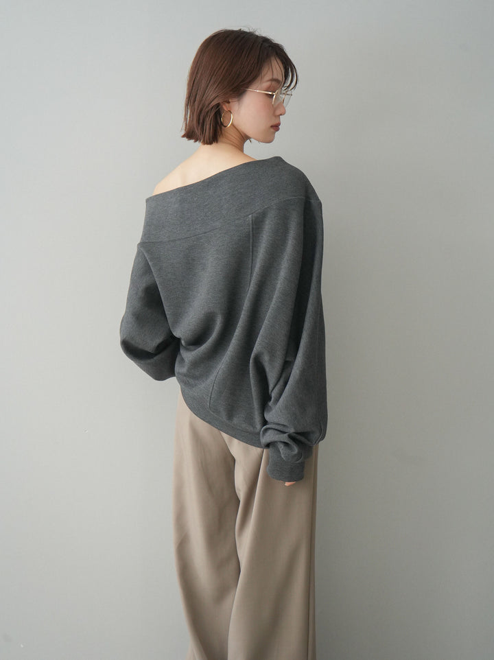 [予約]アシンメトリーオフショルポンチプルオーバー/charcoal