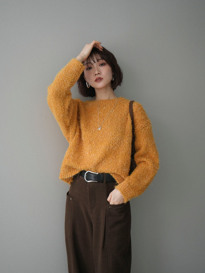 [予約]モールラメミックスヤーンニットプルオーバー/yellow