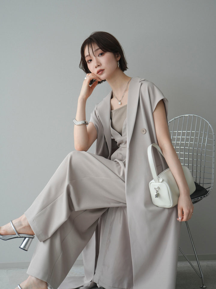 [予約]フレンチスリーブロングジレ/greige
