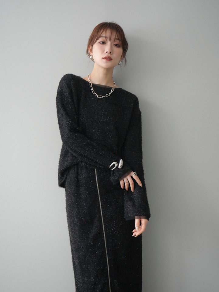 [予約]ラメシャギートップス/black