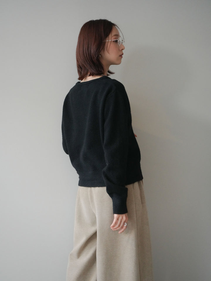 [SET]アンティークボタンニットカーディガン+ベルトデザインループコールテンワイドパンツ(ベルト付き)(2set)