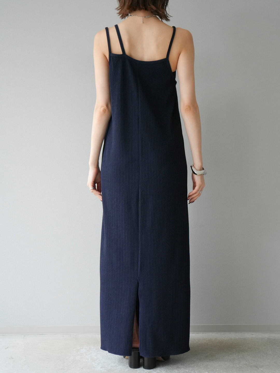 [予約]バイカラーレイヤードキャミワンピース/ネイビー