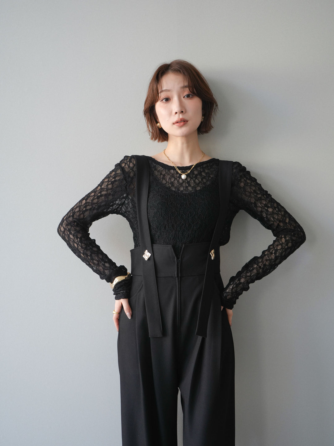 [予約]バックラウンドジャガードレーストップス/black