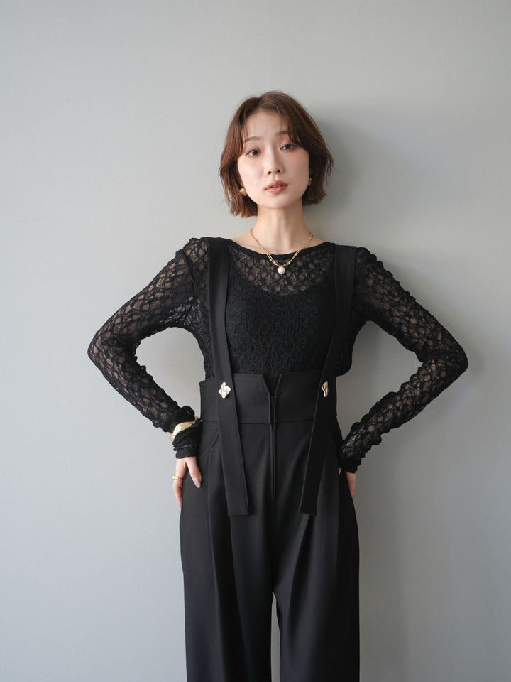 [予約]バックラウンドジャガードレーストップス/black