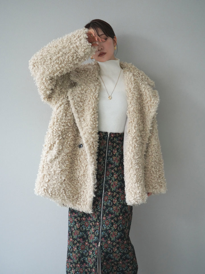 [予約]プードルファーダブルミドルコート/ivory