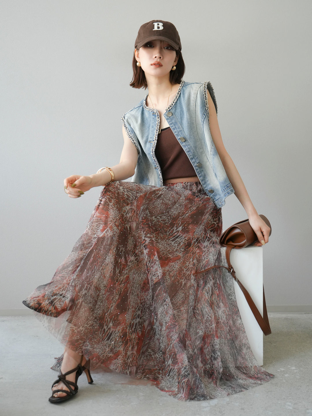 [予約]レーヨンニットキャミソール/ブラウン