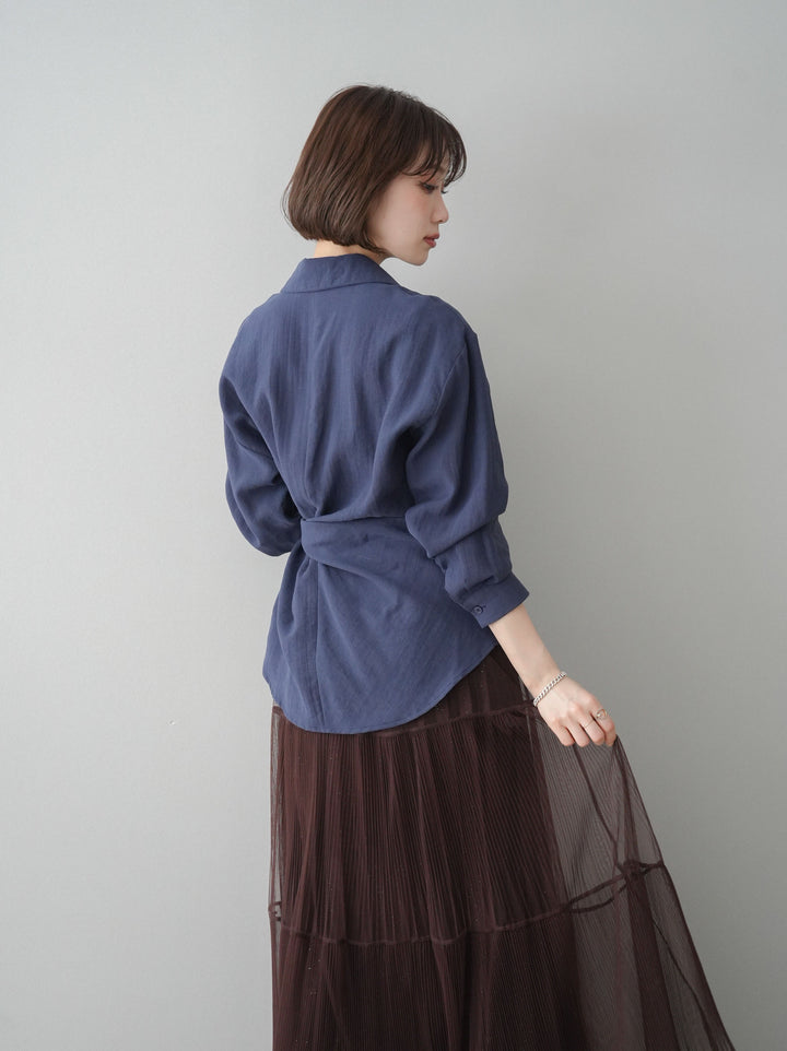 [予約]フロントアシンメトリーブラウス/blue