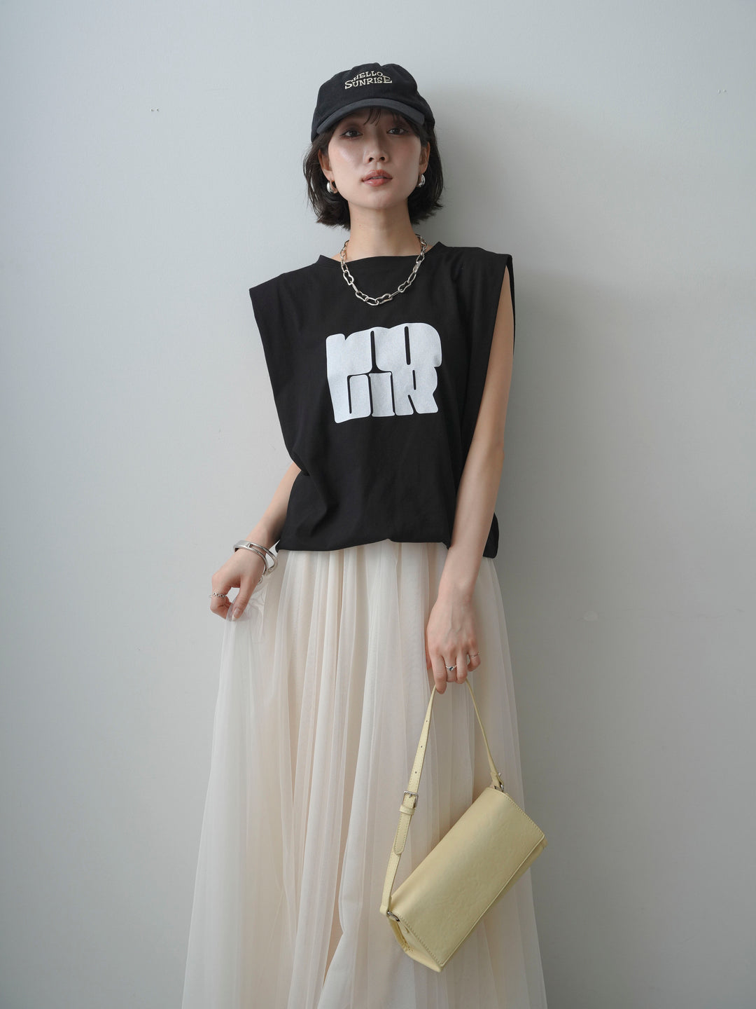 [先行販売！]ショルダータックノースリーブオーバーTEE+ショルダータックノースリーブオーバーTEE(2set)