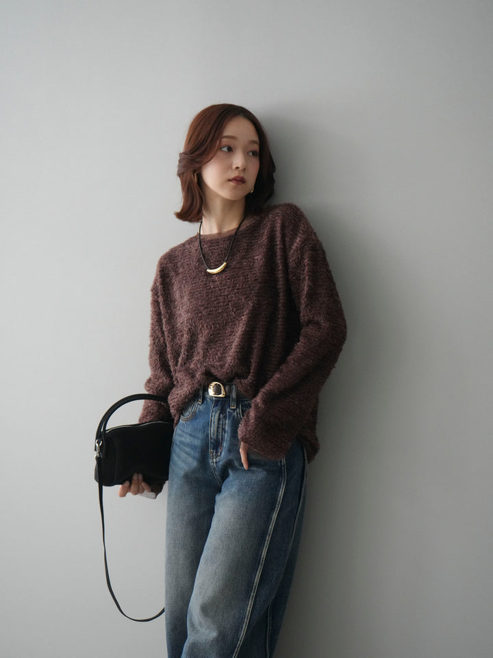 [予約]ラメシャギートップス/brown