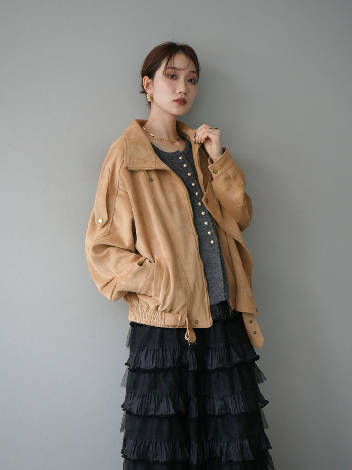 [予約]スエードライダースジャケット/ベージュ