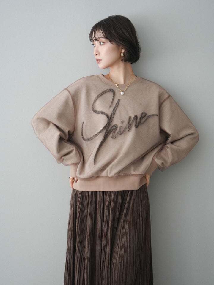 [予約]チュールレイヤードロゴスエットプルオーバー/beige