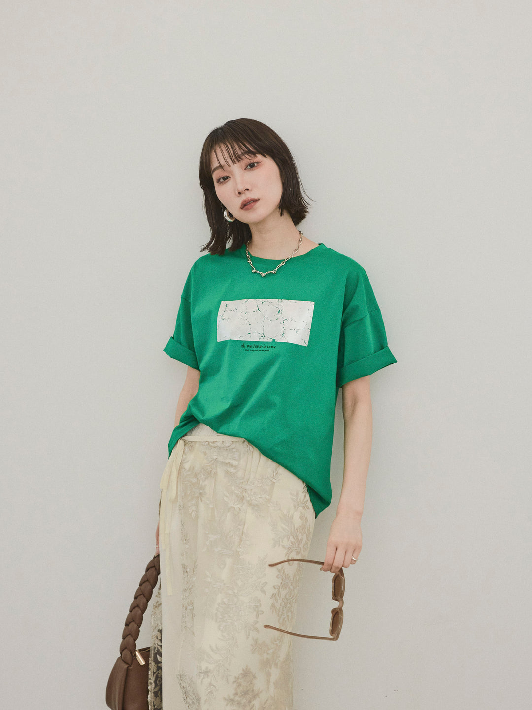 [套裝] 燙金印花乾爽棉質 TEE + 寬鬆窄裙 (2 套)