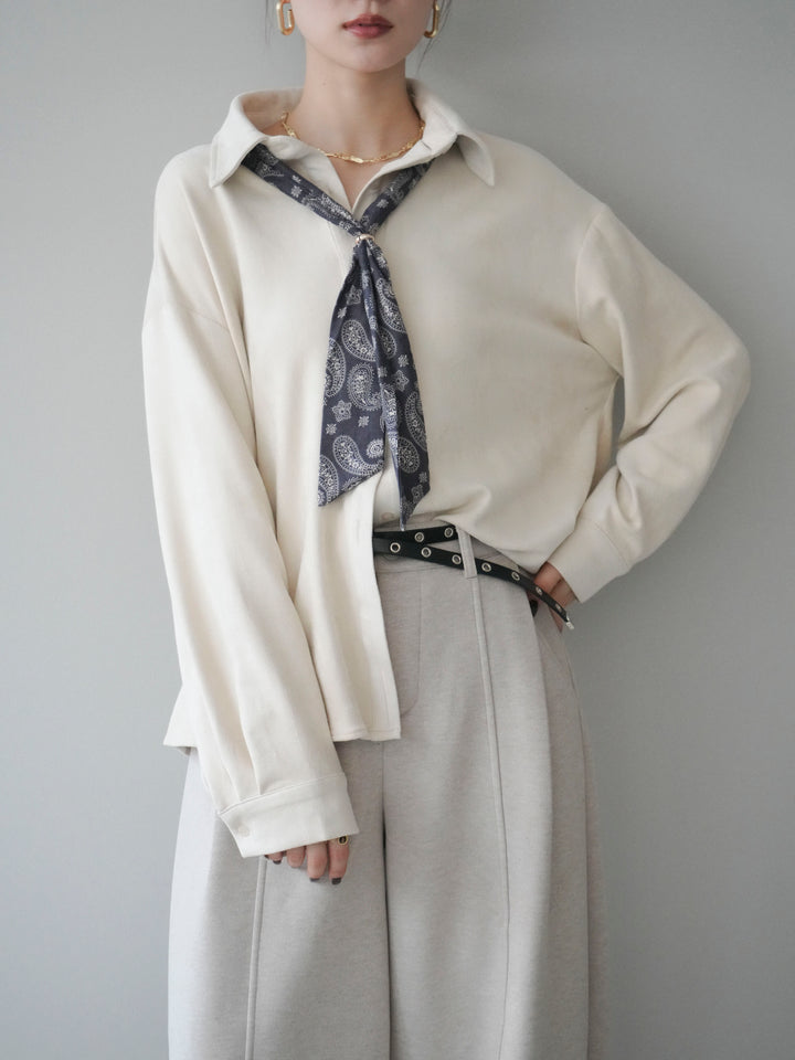 [予約]スカーフ付きスエードシャツ/ivory