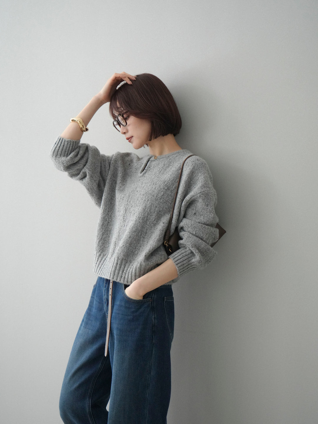 [SET]ツイストネックラメネップヤーンニットプルオーバー+ツイストネックラメネップヤーンニットプルオーバー(2set)