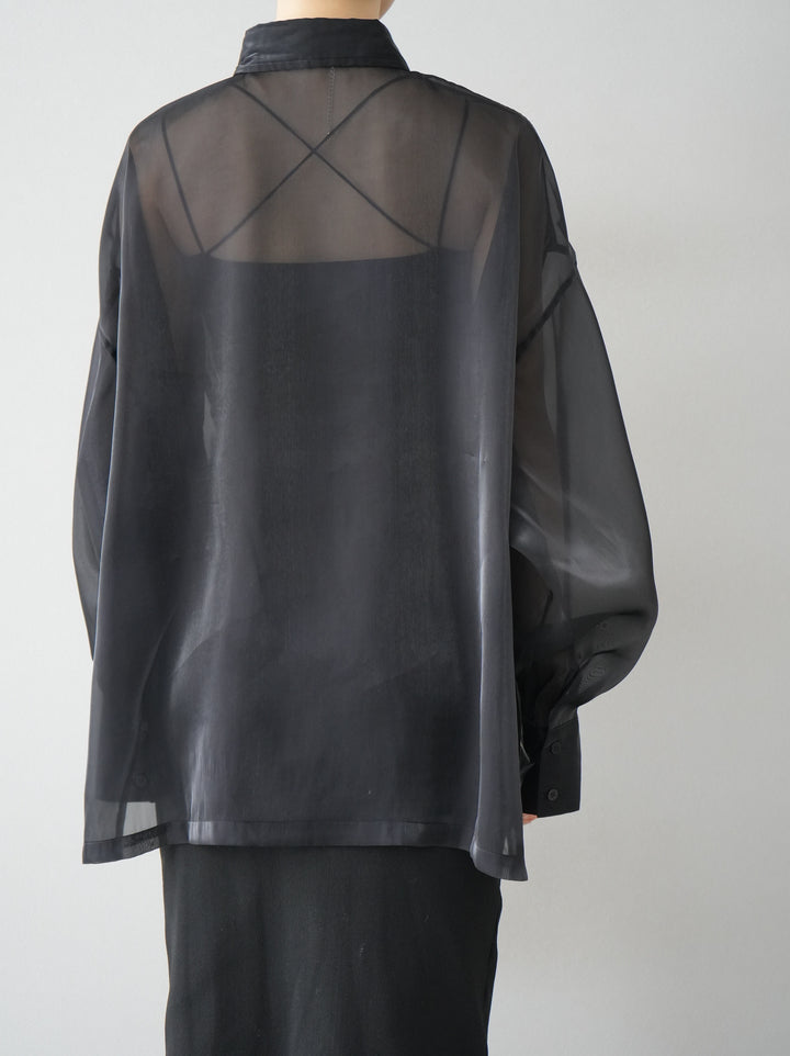 [Pre-order] Organza Pocket Design Shirt/Black