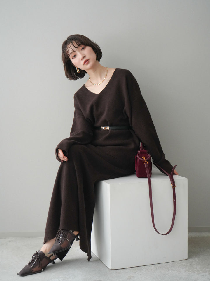 [SET]ベルト付Vネックニット＆スカートSET UP+ベルト付Vネックニット＆スカートSET UP(2set)