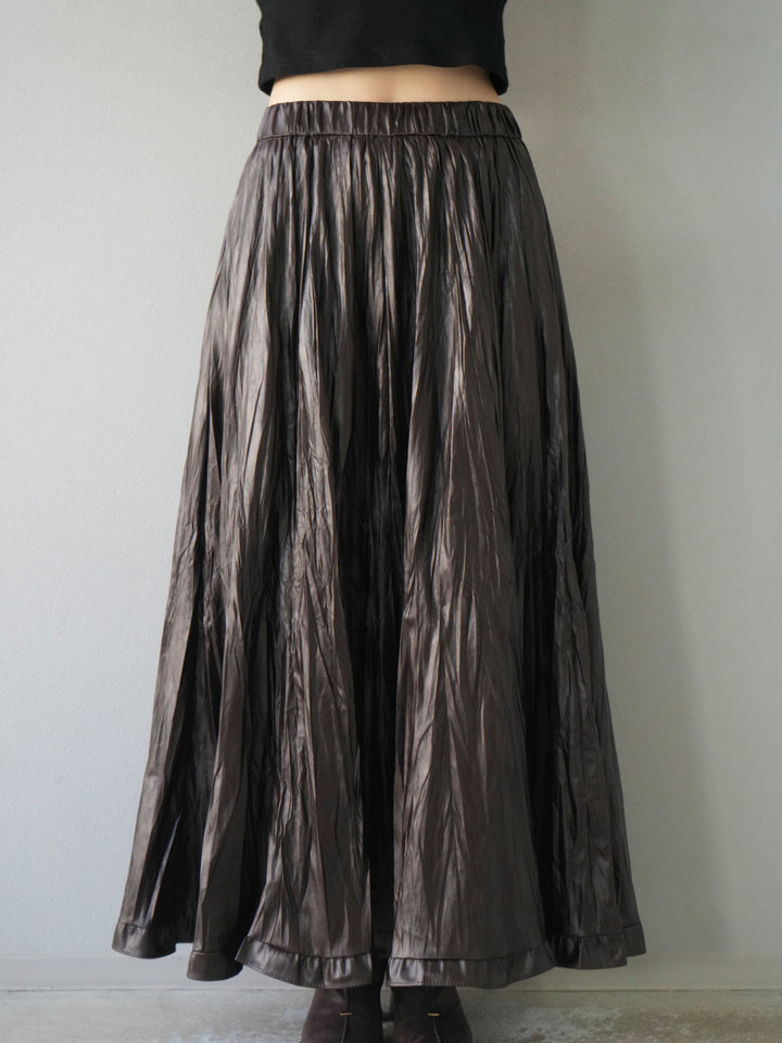 [予約]レザーワッシャーフリルスカート/brown