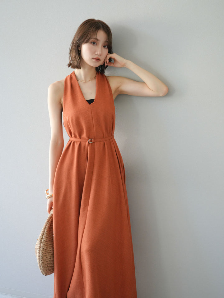 【預購】環形設計不均勻染色洋裝/橘色