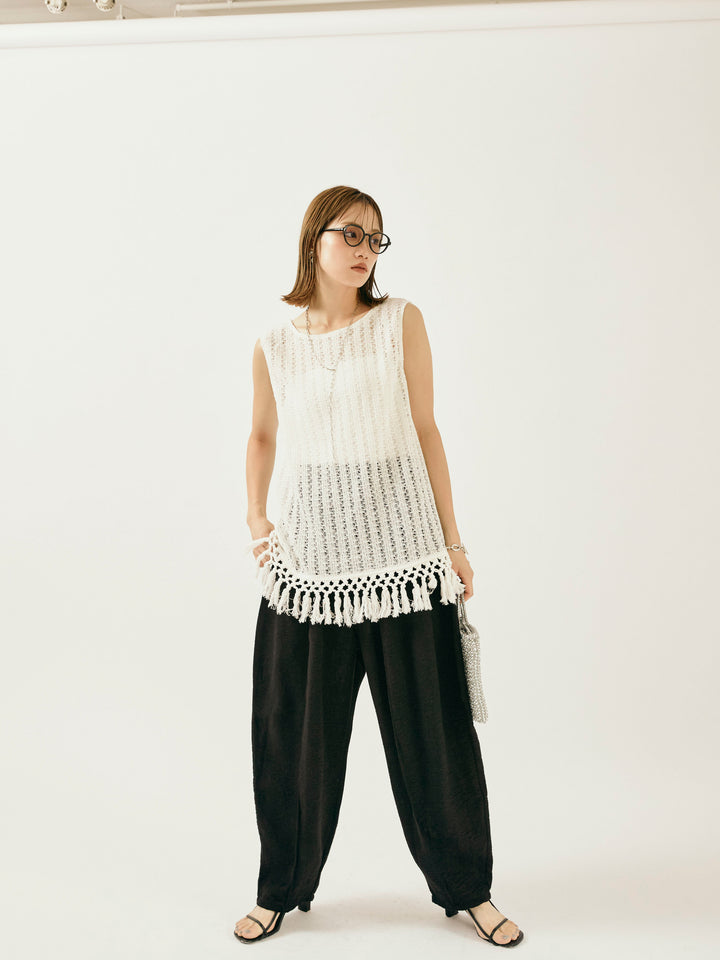 [予約]リネンライクベイカーバルーンパンツ/ブラック