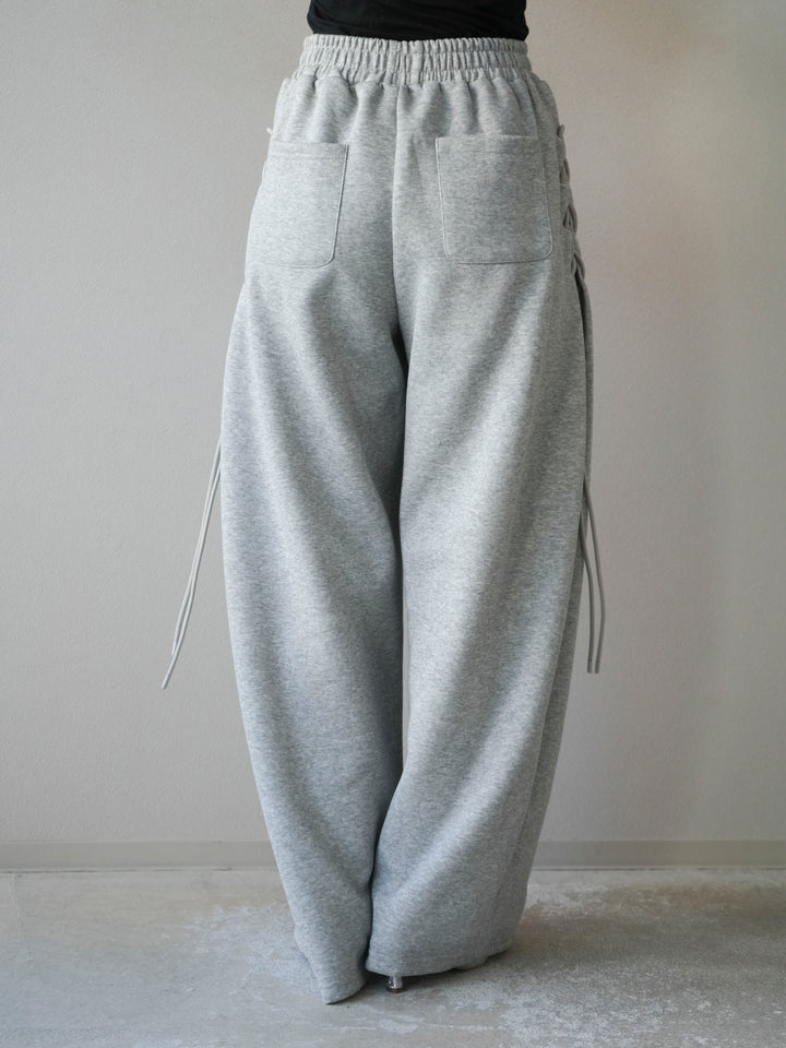 [予約]サイドレースアップスウェットワイドパンツ/グレー