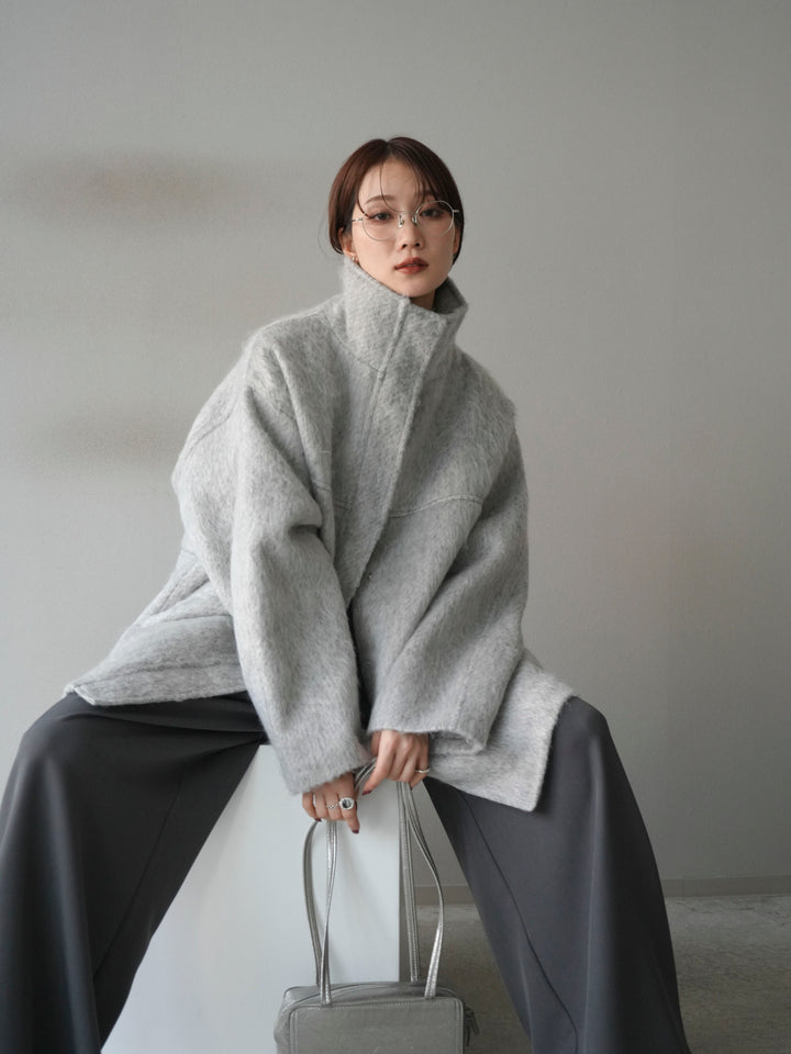 [予約]スタンドカラーシャギーコート/mokugray