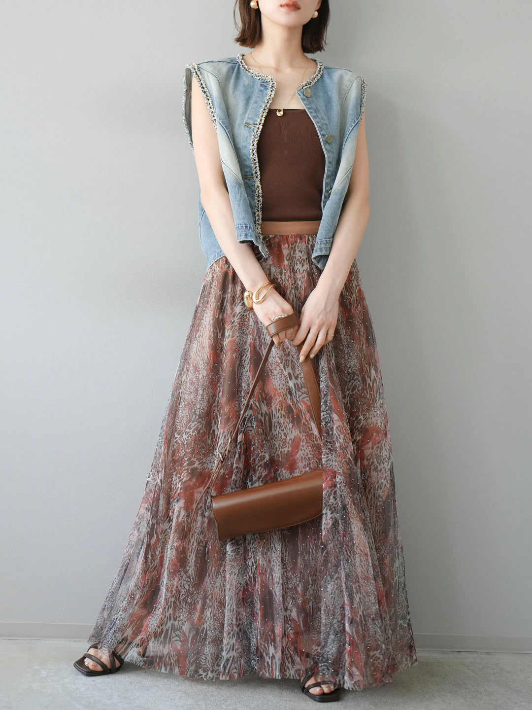 [予約]レーヨンニットキャミソール/ブラウン