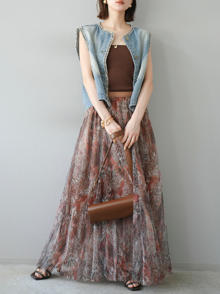 [予約]レーヨンニットキャミソール/ブラウン