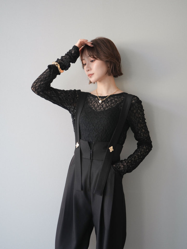 [予約]バックラウンドジャガードレーストップス/black