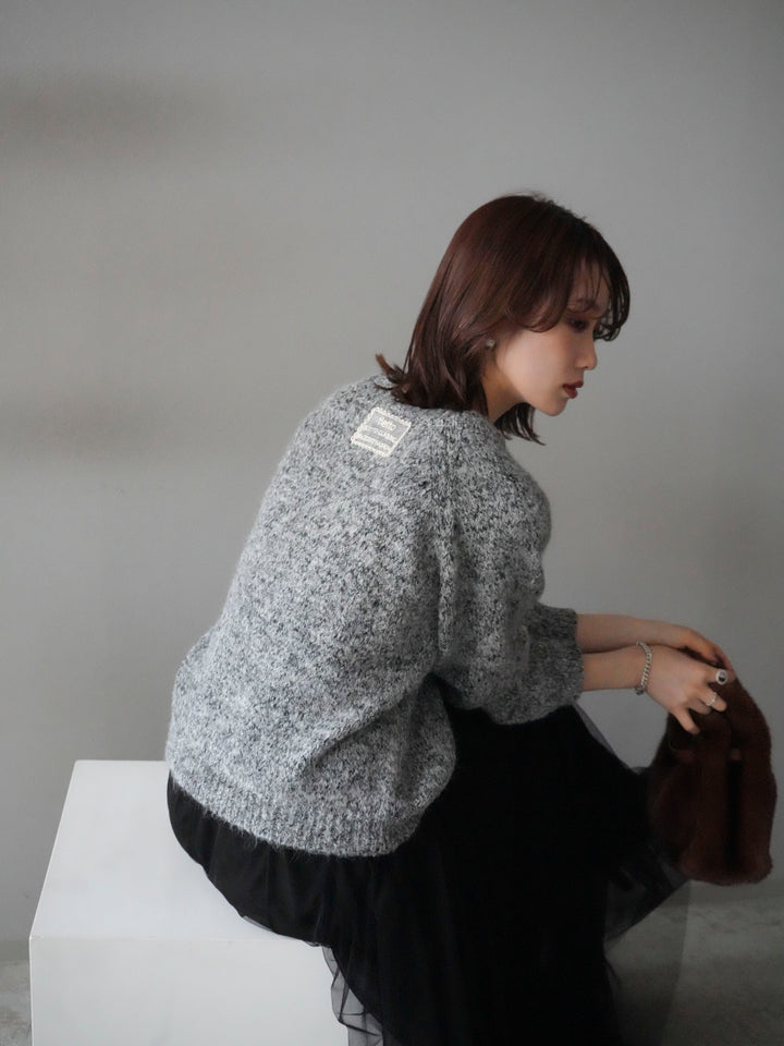 [予約]ロゴラベルミックスヤーンニットプルオーバー/gray