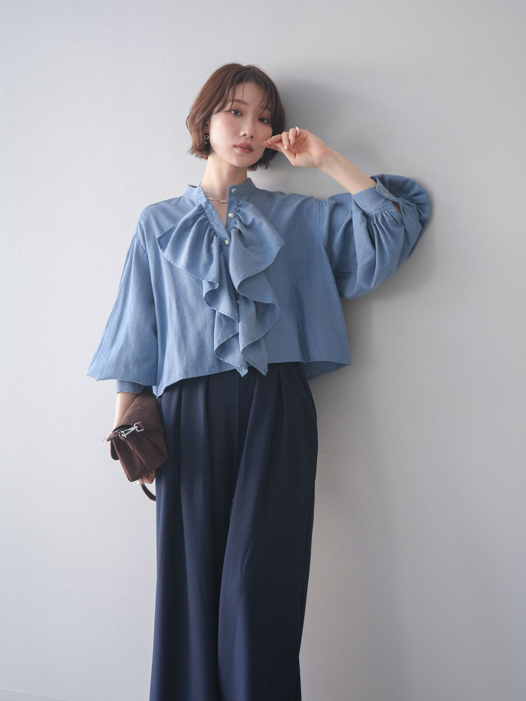 [SET]ラッフルフレアショートブラウス+ラッフルフレアショートブラウス(2set)